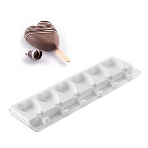 Silikomart Silicone Mold for Ice Cream Pops: Mini Heart Shape, 6 Cavities - 1 of 3