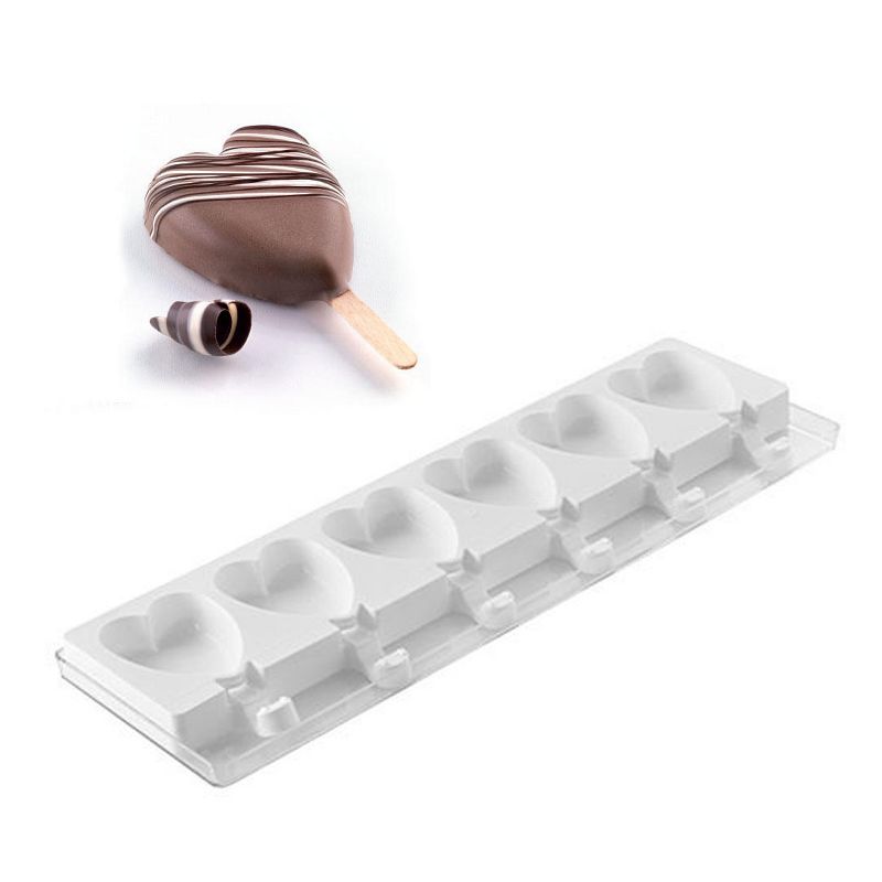 Silikomart Silicone Mold for Ice Cream Pops: Mini Heart Shape, 6 Cavities, 1 of 4