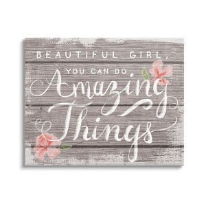 Stupell Industries Beautiful Girl Inspirational Kids Flower Word Design Canvas Art - 1 of 4