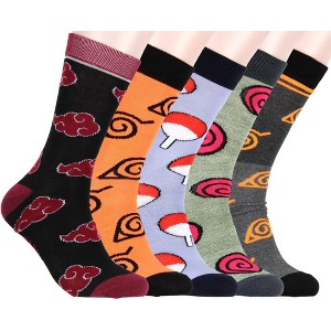 Naruto Shippuden Socks Uchiha Akatsuki Uzumaki Clan 5 Pack Adult Crew Socks - 1 of 4