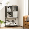 Bestier Rustic Industrial Buffet Cabinet with Adjustable Shelves & Sliding Mesh Doors, Retro Grey Oak-Light - 3 of 4