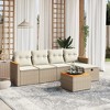vidaXL 6 Piece Patio Sofa Set with Cushions Beige and Cream Poly Rattan - Without Storage 6 Piece Set - 2 of 4