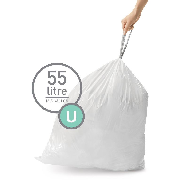 simplehuman 50-80L Code U Custom Fit Trash Can Liner White, 2 of 5