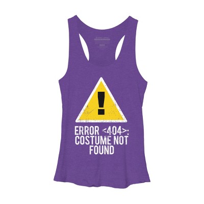 Women's Design By Humans Halloween Error 404 Costume Not Found Apparel By COVI Racerback Tank Top