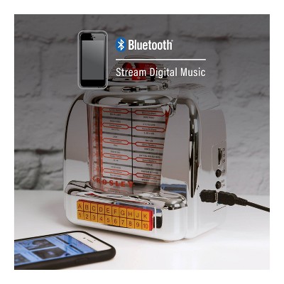 Silver Mini Jukebox Bluetooth FM Radio with USB Charging