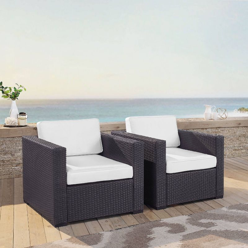 Biscayne 2pk Outdoor Wicker Chairs - White - Crosley, 3 of 11