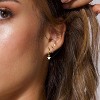 3 Pairs Small Gold Hoop Earring, 14K Gold Plated Earring Stacks Butterfly Heart Star Moon Bow Four Leaf Rhombus Round CZ Pearl - 3 of 4