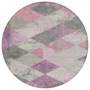 Blush And Gray Geometric Washable Indoor Outdoor Area Rug - 1 of 4