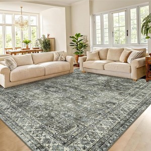 Washable Area Rugs, Non Slip Non Shedding Distressed Print Carpet, Stain Resistant Soft Floor Cover for Living Room Bedroom Dining Room Office Nursery - 1 of 4