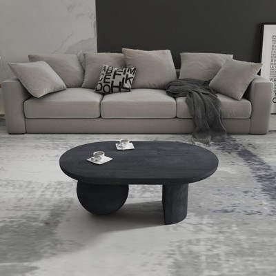 Royal Hampton Oval Mango Wood Full and Half Spherical Leg Coffee Table, 38 Inch