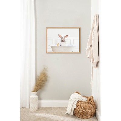 Sylvie Bunny in Bubble Bath Framed Canvas Art