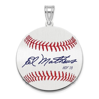 Black Bow Jewelry Sterling Silver Eddie Mathews Signature MD Enamel Baseball Pendant
