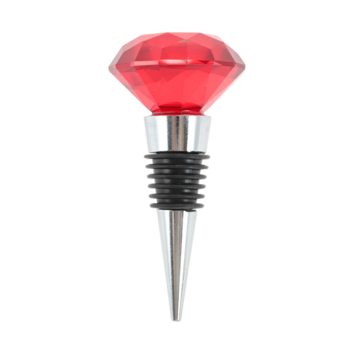 Unique Bargains Crystal Diamond Wine Stopper Aluminum Alloy Glass TPR Black Silver Tone Red 3.31"x1.57"x1.57" 1 Pc