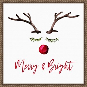 Amanti Art Reindeer Merry and Bright by Amanti Art Portfolio Canvas Wall Art Print Framed - 1 of 4