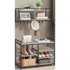 Multifunctional Hall Tree with Coat Rack and Shoe Bench - Entryway Furniture Set with 12 Hooks and 4-Tier Shoe Rack - 3 of 4