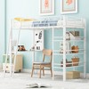 Twin Size Loft Metal Bed with 3 Layers of Shelves and Desk, Stylish Metal Frame Bed with Whiteboard, Black - 2 of 4