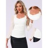 Allegra K Women's Long Sleeve Slim Fit Dressy Casual Wrap Ruched Mesh Blouse - 2 of 4