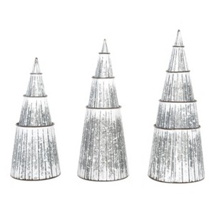Transpac Metal 19 in. Silver Christmas Stacked Trees Set of 3 - 1 of 4