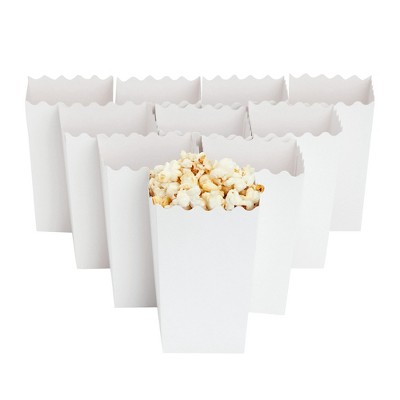 Blue Panda 100 Pack White Popcorn Boxes for Party, Bulk Paper Treat Containers for Movie Night Decorations, 3.3 x 5.5 x 3.5 in