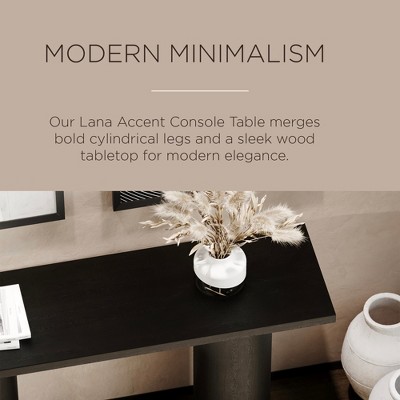 Lana Black Solid Wood Console Table with Cylindrical Legs