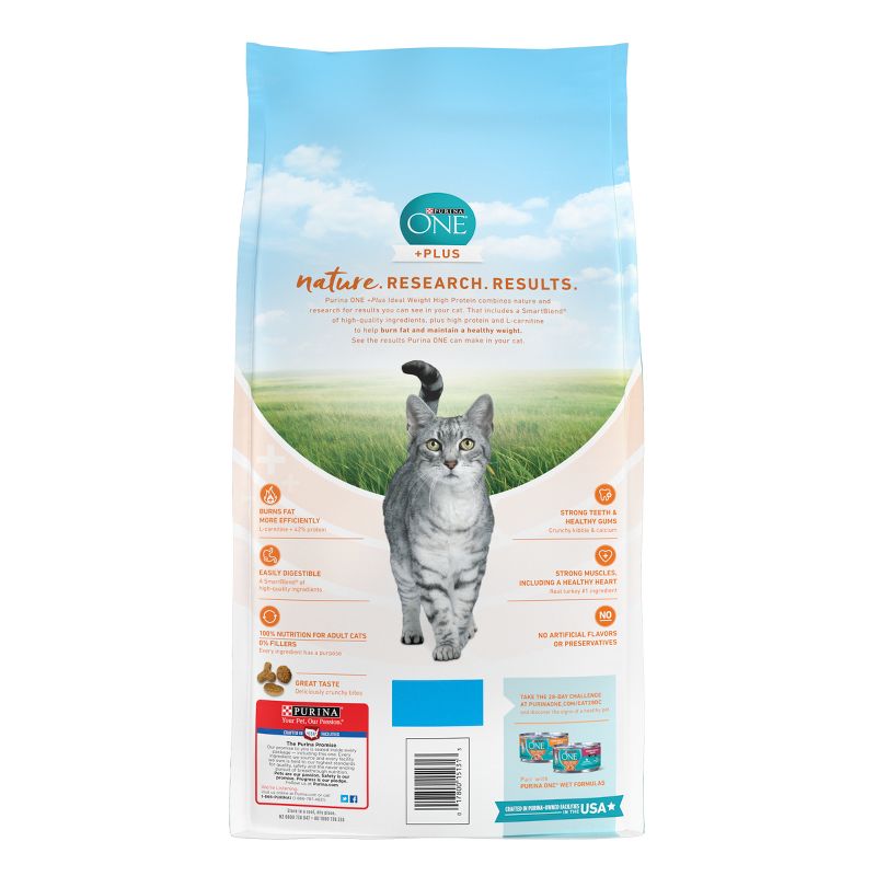 Purina ONE Ideal Healthy Weight High Protein Natural Turkey Flavor Dry Cat Food - 7lbs, 4 of 10