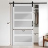 Karl Home 30 in. x 84 in. 5 Lite Tempered Frosted Glass White Primed Glass Sliding Wood Barn Door with Hardware Kit - 3 of 4