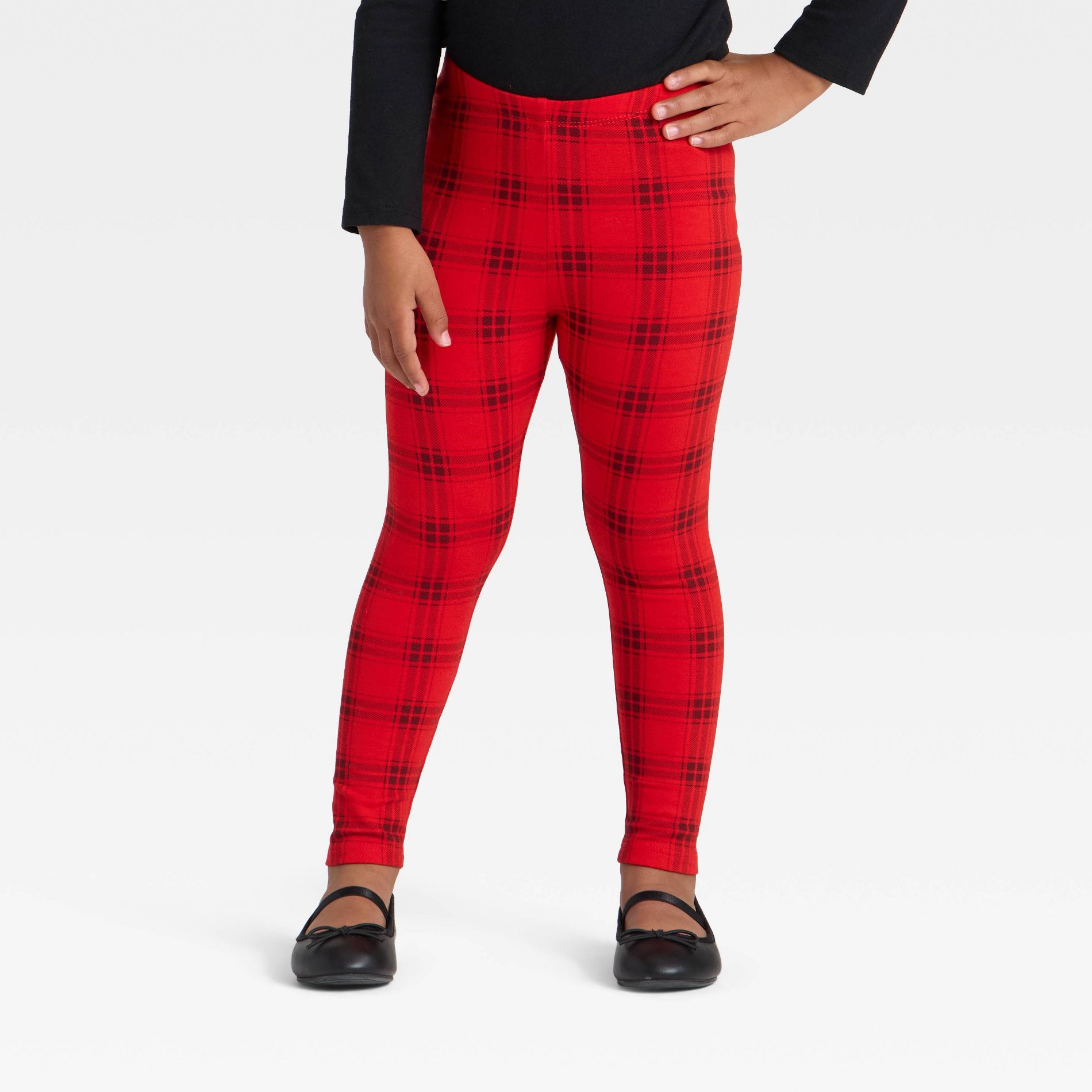 Toddler Girls' Printed Leggings - Cat & Jack™ Medium Red 5T