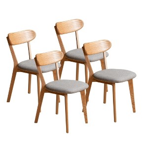 Okak Solid Wood Upholstered Dining Chair, Rustic Wooden Kitchen Chairs with Wide Curved Backrest, Chair for Dining Room Kitchen - 1 of 4