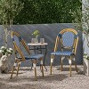 Christopher Knight Home Remi 2pk Outdoor French Cafe Chairs - Blue/White/Bamboo - 2 of 4