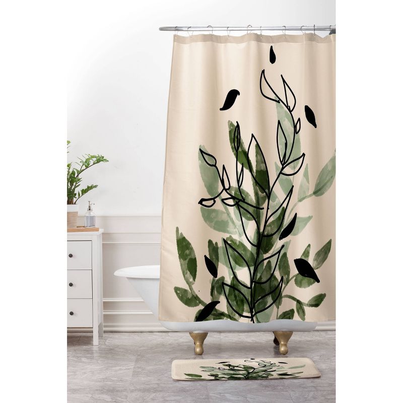 Aleeya Jones Leaves Shower Curtain Green/Cream - Deny Designs, 4 of 5