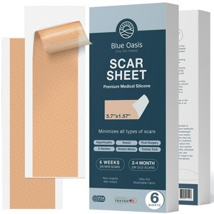 Silicone Scar Sheets Tape, Strips for Scars, C-Section, Tummy Tuck, Keloid Scar Treatment, Silicone Scar Tape for Surgical Scars - 6 Pack - 1 of 4