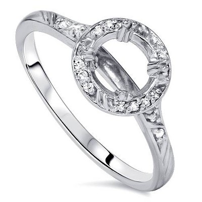 Pompeii3 1/8ct Diamond Vintage Engagement Ring Semi Mount 14K White Gold