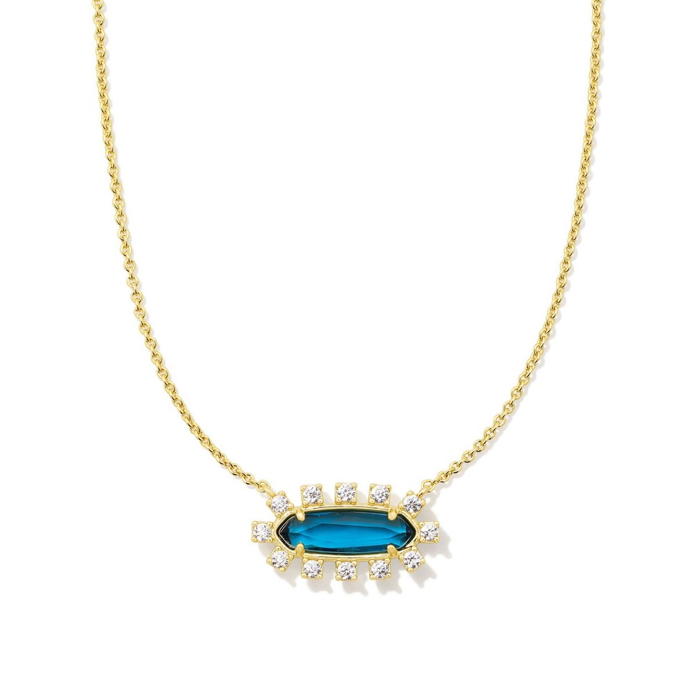 Kendra Scott Eva Framed Pendant Necklace - Dark Blue Glass