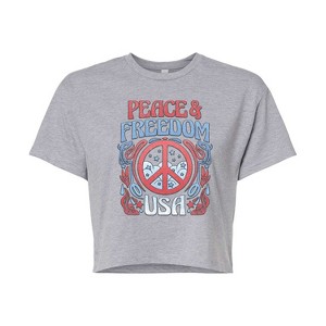 Women's - Instant Message - Peace And Freedom Cropped Graphic T-Shirt - 1 of 4
