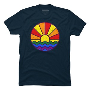 Design By Humans Summer LGBTQIA+ Pride Sunset Ocean By krobilad T-Shirt - 1 of 2