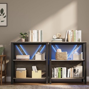 3 Tier Industrial Bookshelf, Metal Display Book Case, Open Book Shelf Organizer, Heavy Duty Tall Storage Bookcase for Bedroom Office - 1 of 4