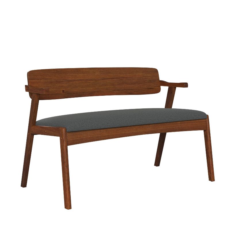 Millie Arm Dining Bench with Cherry Finish Wood Back - Handy Living, 1 of 9