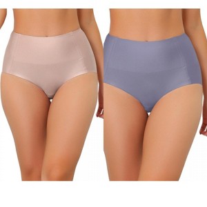 Allegra K Women's Tummy Control Unlined High-Waisted Breathable Hipster Underwear 2 Packs - 1 of 4