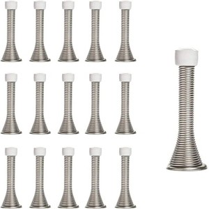 Attop Heavy Duty Door Stops 16 Pack 3 1/4 Inch - Flexible Spring Stopper, Child Safe with Rubber Tips (Satin Nickel) for Home Interior Doors - 1 of 4