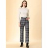 Allegra K Women's Plaid Tartan High Waisted Button Casual Pants - 3 of 4