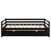 PAGED Twin Size Daybed Modern Simple Wooden Bed Frame with Trundle for Bedroom and Living Room, Espresso - 4 of 4