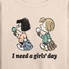 Women's - Peanuts - I Need A Girls Day Lightweight French Terry Wide Neck Long Sleeve Shirt - 2 of 4