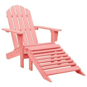 vidaXL Adirondack Chair Patio Adirondack Chair with Ottoman Solid Wood Fir - Pink - 1 of 4