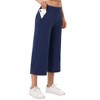 Wide Leg Capri Pants for Women Pull on Loose Lounge Yoga Workout Elastic Waist Cropped Pants with Pockets - 4 of 4