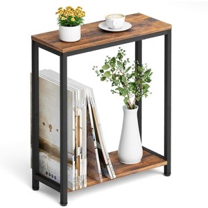 Narrow Small Side Table for Small Space, 2 Tier Sofa Skinny End Table for Living Room, Bedroom - 1 of 4
