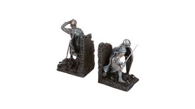 Arthurian Knight Silver Resin Bookends Set of Two