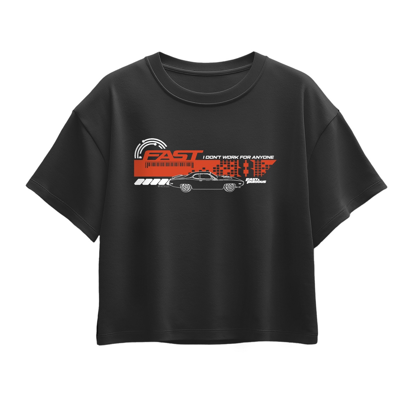 Футболка Fast & Furious Spy Racers Fast & Furious I Don't Work For Anyone Short Sleeve Boxy Graphic T-Shirt - Black для девочек, цвет: Чёрный — фото 1