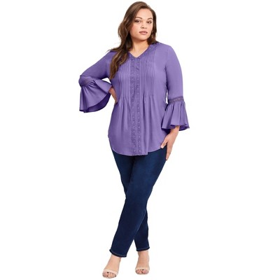 Avenue Women's Plus Size Lace Trim Tunic
