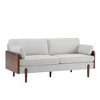 Christopher Knight Home Ella Modern Upholstered 71.75" Wood Frame 3 Seater Sofa with Accent Pillows Beige - 4 of 4