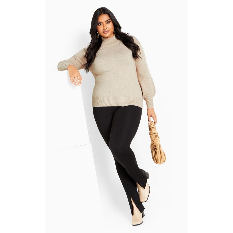 Women's Plus Size Perla Sweater - oatmeal | AVENUE, 2 of 8